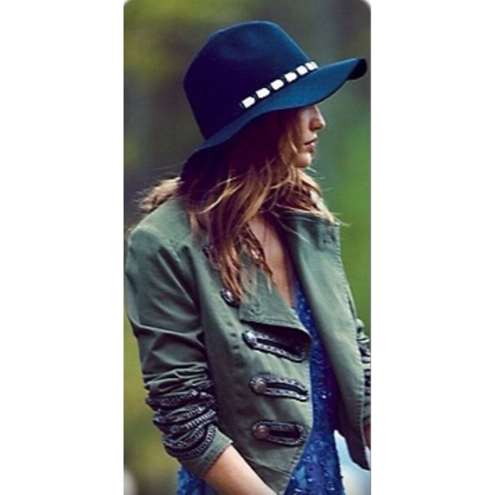 Free People Green Cropped Military Band Jacket 6| Napoleoncore Indie Sleaze Boho